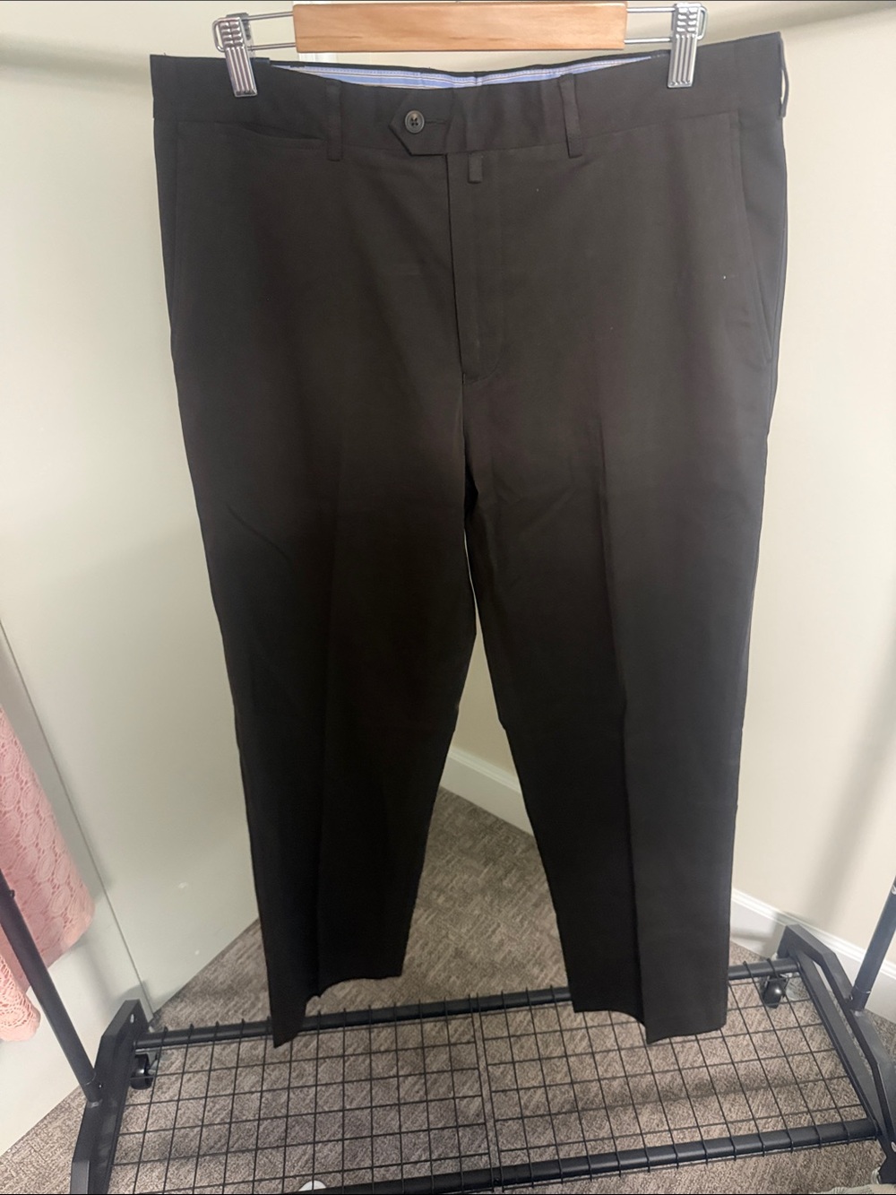 Faconnable Men's Black Dress Pants - Tailored Straight